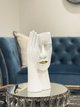 WHITE HANDFACE VASE WITH GOLD LIPS