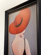 LADY IN ORANGE HAT BLACK DRESS FRAMED ART