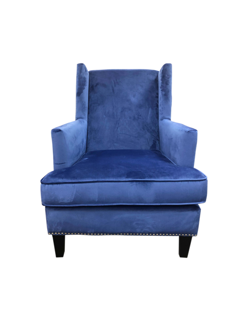 EDEN WINGBACK CHAIR IN ROYAL BLUE VELVET