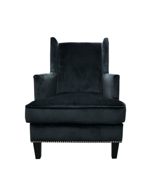 EDEN WINGBACK CHAIR IN BLACK VELVET