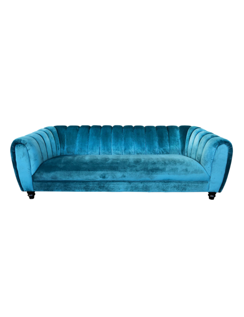 KARLI PEACOCK VELVET 3 SEAT SOFA