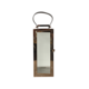 MEDIUM RECTANGLE ROSE GOLD METAL LANTERN LEATHER HANDLE