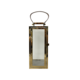 MEDIUM  RECTANGLE GOLD METAL LANTERN LEATHER HANDLE