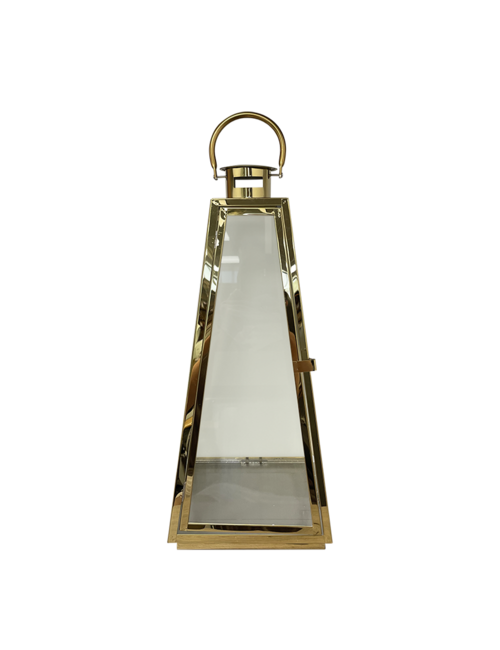 LARGE PYRAMID GOLD METAL LANTERN