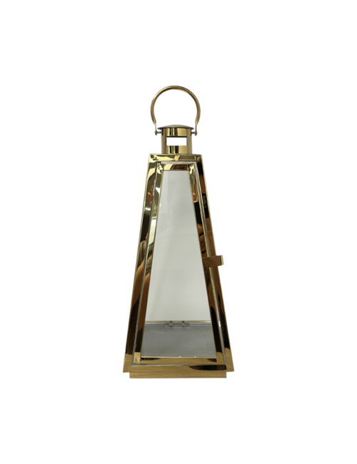 MEDIUM  PYRAMID GOLD METAL LANTERN