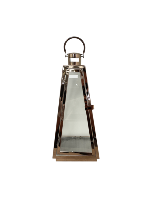 MEDIUM PYRAMID ROSE GOLD METAL LANTERN