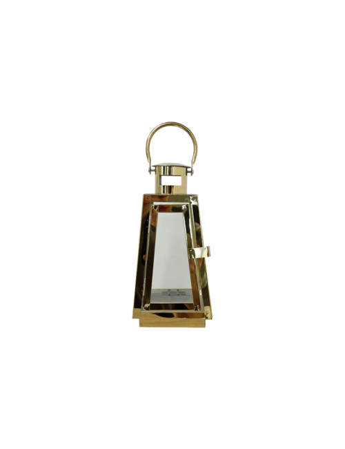 SMALL PYRAMID GOLD METAL LANTERN