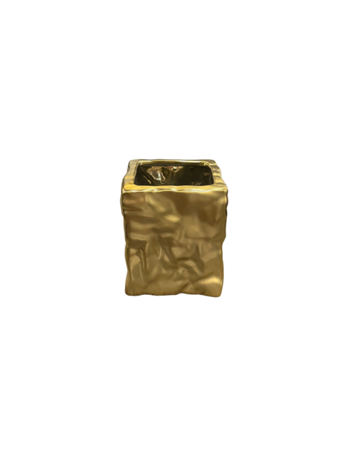 Small Matte Gold Square Vase