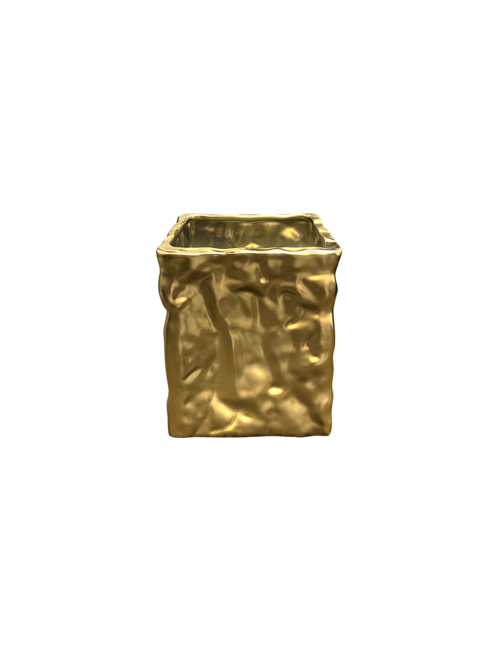 MEDIUM  MATTE GOLD SQUARE VASE