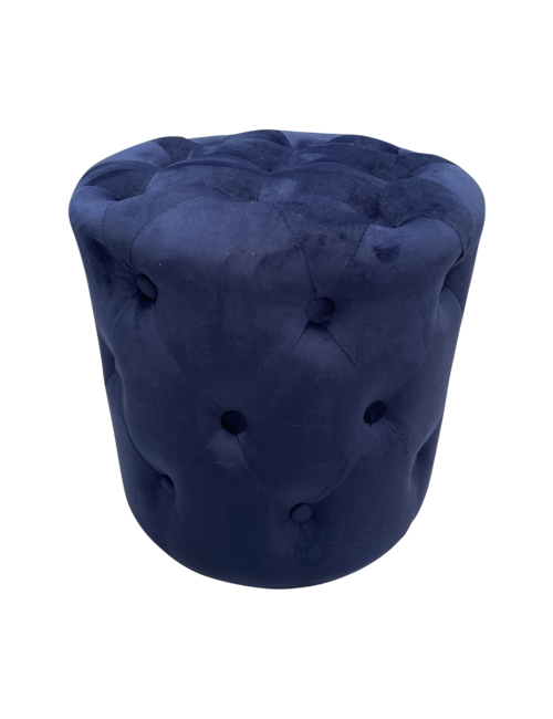 40cmd dark blue velvet buttoned ottoman