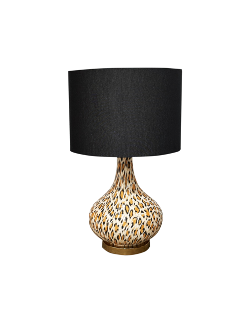 LEOPARD LAMP WITH BLACK SHADE