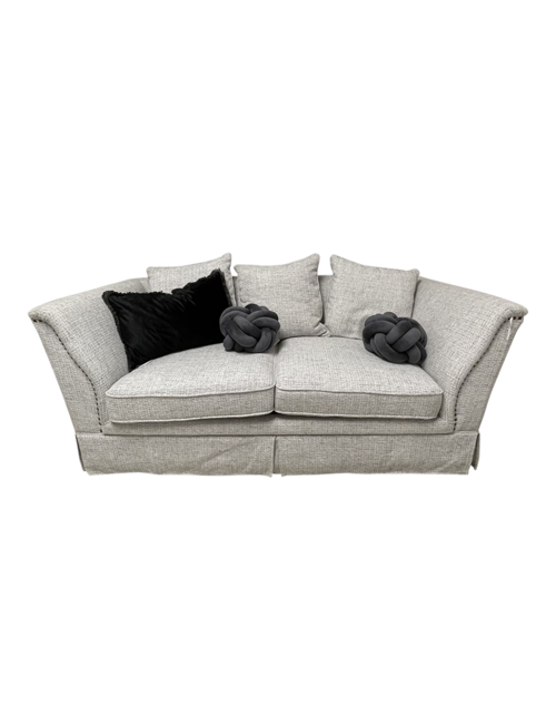 2 Seat Linen Sofa With Brass Nails And 5 Cushions