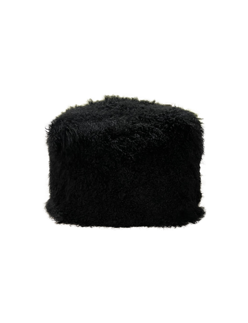 Black Tibetan Lamb Ottoman