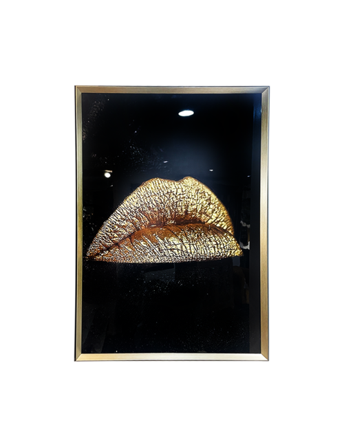 Gold Lips in Black/Gold Frame