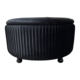 Round Storage Ottoman - Black Velvet