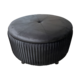 Round Storage Ottoman - Black Velvet