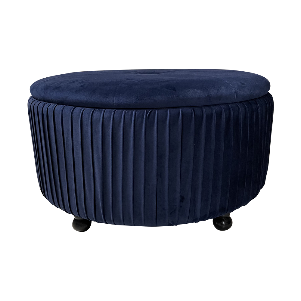 Blue deals velvet ottoman