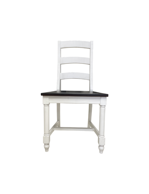 White Wood Black Pad Dining Chair