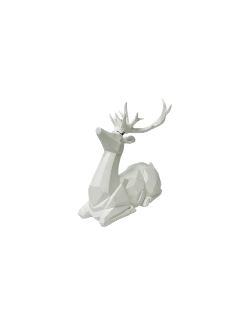 WHITE RESIN SITTING DEER