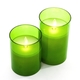 Glass Moving Wick Candle  Green MED 125mm