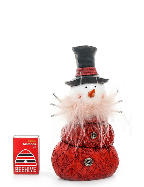 Red & Green II Fluffy Snowman Medium