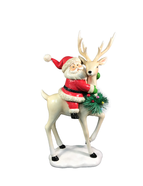 40CMH RESIN SANTA ON DEER