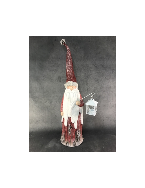 49CMH TREE TRUNK SANTA HOLDING LANTERN