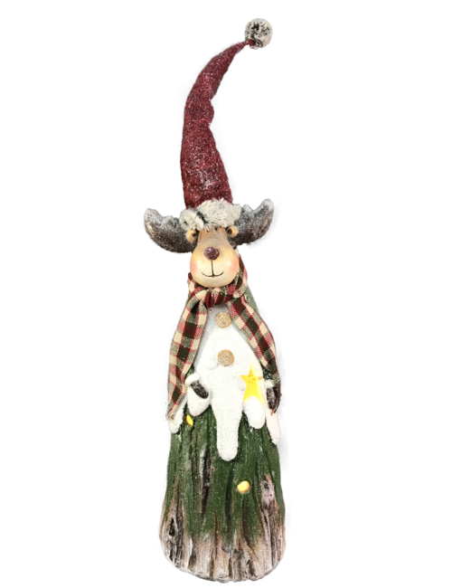 46CMH TREE TRUNK DEER WITH RED HAT