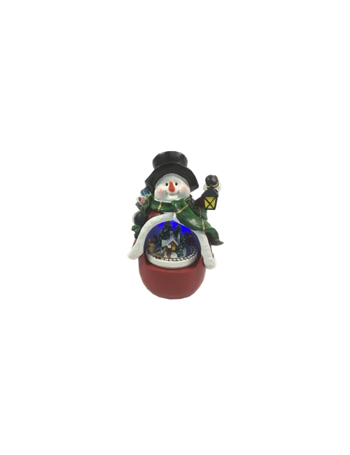 SNOWMAN WITH ROTATING TRAIN AND LED