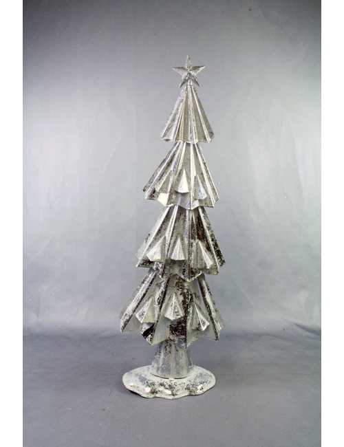 50CMH WHITE/SILVER METAL TREE