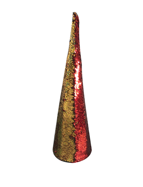 40CMH RED AND GOLD SEQUIN CONE