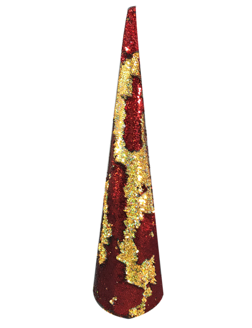 60CMH RED AND GOLD SEQUIN CONE