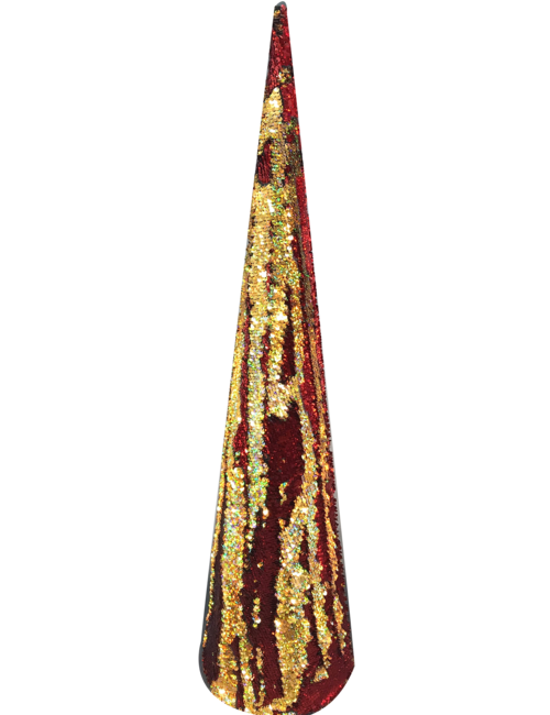 80CMH RED AND GOLD SEQUIN CONE