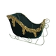 31CM GREEN VELVET GOLD TRIM SLEIGH