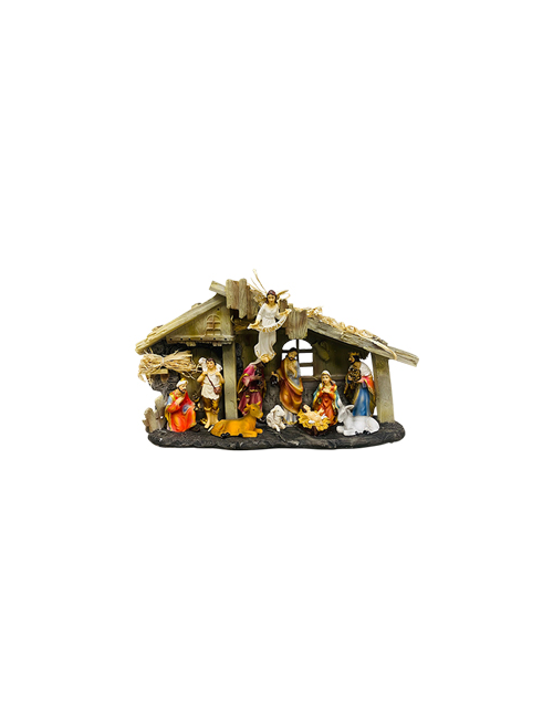 18CMH HAND PAINTED NATIVITY IN STABLE