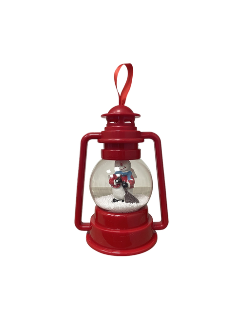 RED SNOWING LANTERN WITH SNOWMAN