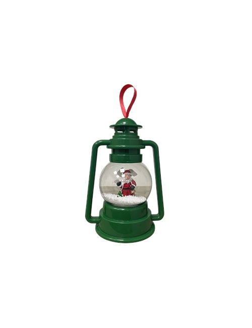 GREEN SNOWING LANTERN WITH SANTA