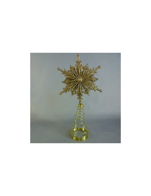 CHAMPAGNE GLITTER SNOWFLAKE TREE TOPPER