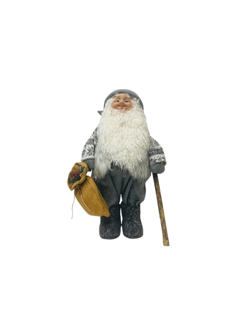 79CMH STANDING GREY SANTA WITH HESSIAN SACK