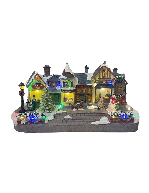 LED FRENCH VILLAGE WITH ROTATING TREE