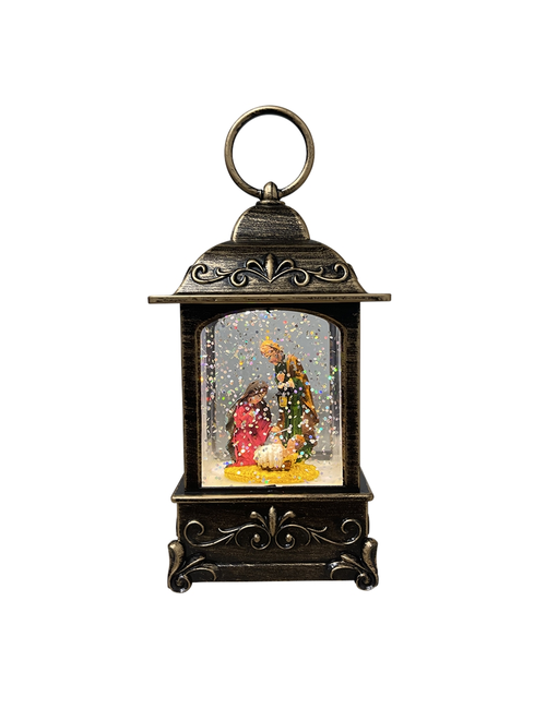 SMALL NATIVITY IN SQUARE LAMP SNOWGLOBE