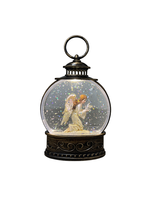 SMALL ANGEL IN OVAL LAMP SNOWGLOBE