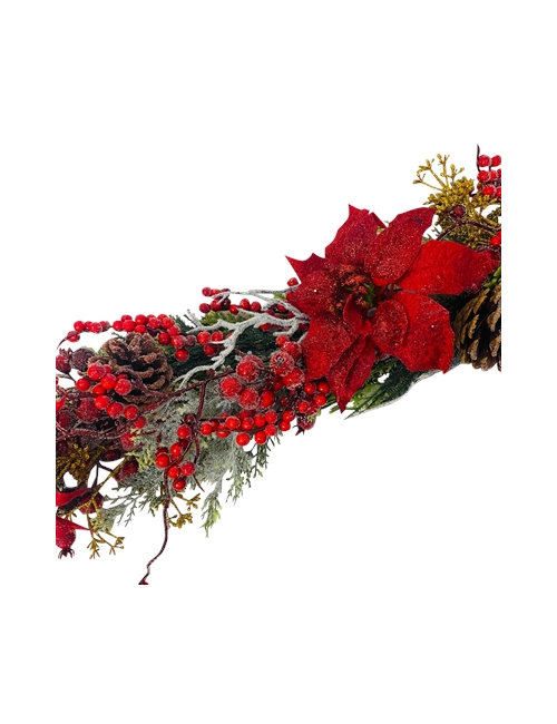 RED POINSETTIA/BEAD BERRY/CEDAR GARLAND