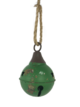 AGED GREEN METAL BALL BELL HANGING