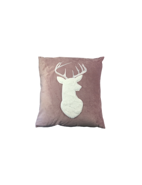 Pink Velvet White Deer Cushion