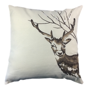 BROWN EMBROIDERED DEER HEAD CUSHION - Christmas : Affordable | Luxury ...