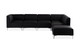 Black Ribbed Velvet Corner Sofa