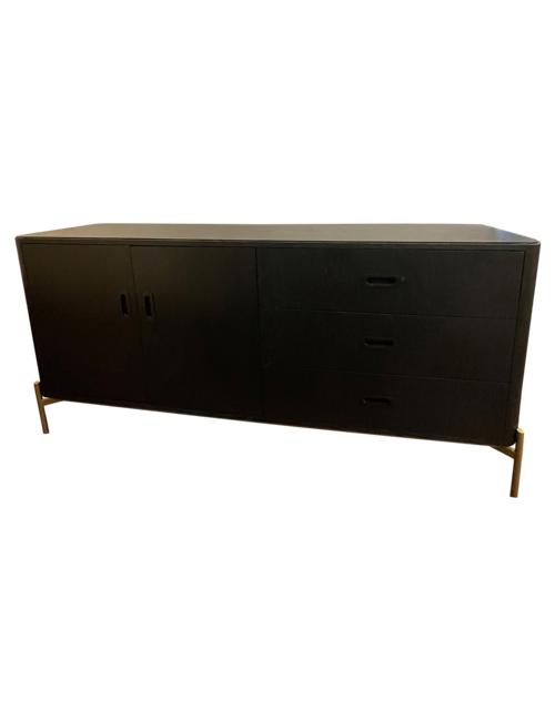 Elias Black Oak and gold metal sideboard