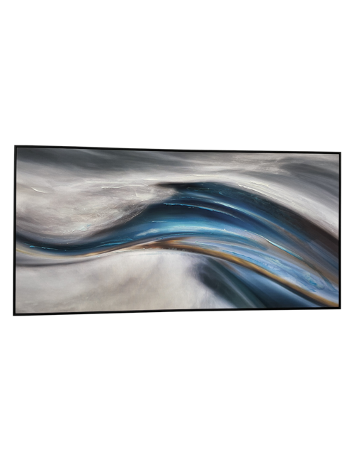 80CM X 160CM BLUE WAVE IN BLACK FRAME