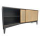 180Cml  Black Oak Frame And Rattan Sliding Door Console